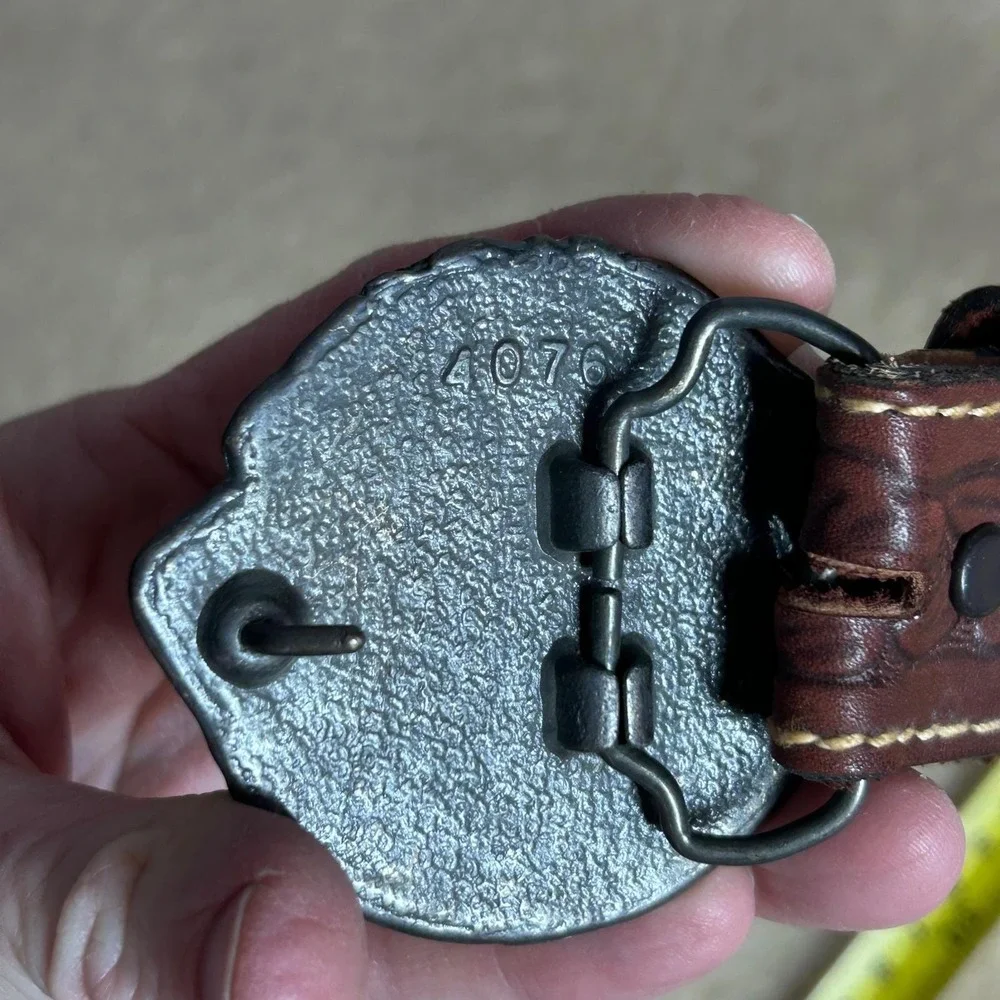 Vintage Lions International Floral Embossed Leather Belt M‎ Mens 34-36 Western